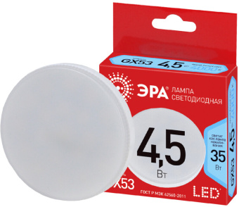 1Лампы (источники света) лампа светодиодная red line eco led gx-4,5w-840-gx53 gx53 4,5вт таблетка нейтральный белый свет | б0036538 | эра выгодная цена