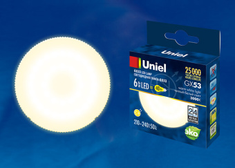 1Лампы (источники света) лампа светодиодная led-gx53-6w/ww/gx53/fr plz01wh led, матовая. . | ul-00001670 | uniel выгодная цена