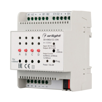1Ленты светодиодные контроллер тока sr-kn041cc-din (12-48v, 4x350/700ma) | 023042 | arlight выгодная цена