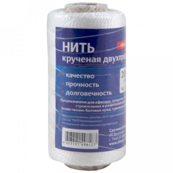 1Хозтовары нить крученая 148 текс (140м) белая | 125627 | tech-krep выгодная цена