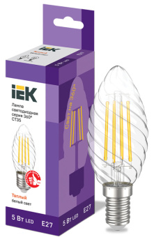 1Лампы (источники света) лампа светодиодная led ct35 свеча вит. 5вт 230в 3000к e27 серия 360° | llf-ct35-5-230-30-e27-cl | iek выгодная цена
