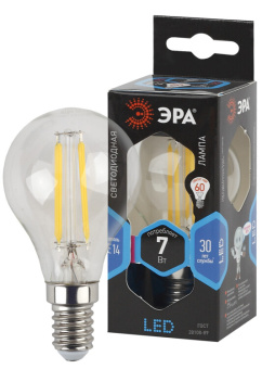 1Лампы (источники света) лампа светодиодная f-led p45-7w-840-e14 (филамент, шар, 7вт, нейтр, e14) | б0027947 | эра выгодная цена
