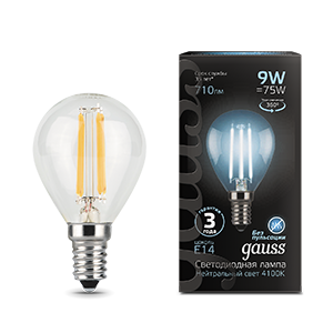 1Лампы (источники света) лампа светодиодная black led filament шар e14 9w 710lm 4100k | 105801209 | gauss выгодная цена