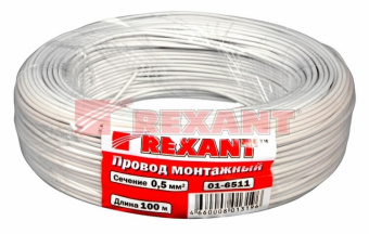 1Разное провод пгва rexant 1х0.50 мм?, белый, бухта 100 м |01-6511 | rexant выгодная цена