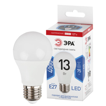 1Лампы (источники света) лампа светодиодная led a60-13w-127v-840-e27 (диод, груша, 13вт, 127в, нейтр, e27) (10/100/2000) | б0049101 | эра выгодная цена