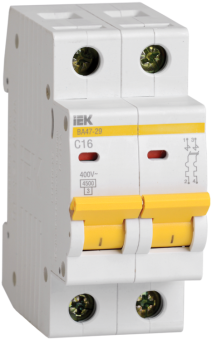 1Модульное оборудование (выключатели, УЗО, АВДТ,  УЗДП) выключатель автоматический двухполюсный ва47-29 16а c 4,5ка | mva20-2-016-c | iek выгодная цена