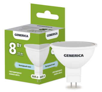1Лампы (источники света) лампа светодиодная mr16 софит 8вт 230в 6500к gu5.3 generica | ll-mr16-08-230-65-gu5-g | iek выгодная цена