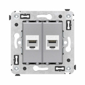 Розетки, выключатели, звонки электрические компьютерная розетка rj-45 без шторки в стену, кат.6 двойная, "avanti", "закаленная сталь" | 4404694 | dkc выгодная цена