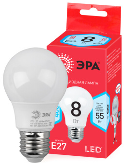 1Лампы (источники света) лампа светодиодная red line eco led a55-8w-840-e27 e27 / е27 8вт груша нейтральный белый свет | б0032096 | эра выгодная цена