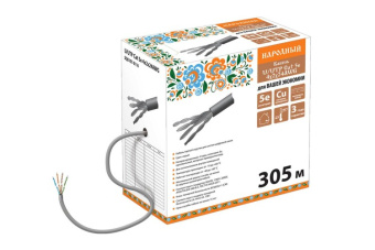 1Кабель витая пара (UTP, FTP) кабель витая пара народный u/utp cat 5e 4х2х24awg (305м) pvc, серый | sq0107-0116 | tdm выгодная цена