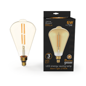 Лампы (источники света) лампа светодиодная led vintage filament straight st164 6w e27 164*297mm amber 890lm 2700k 1/6 | 157802118 | gauss выгодная цена