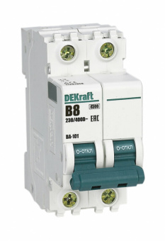 1Модульное оборудование (выключатели, УЗО, АВДТ,  УЗДП) выключатель автоматический двухполюсной ва-101 2р 8а характеристика b 4,5ка | 11207dek | dekraft выгодная цена