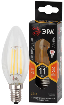 1Лампы (источники света) лампа светодиодная f-led b35-11w-827-e14 (филамент, свеча, 11вт, тепл, e14) | б0046985 | эра выгодная цена