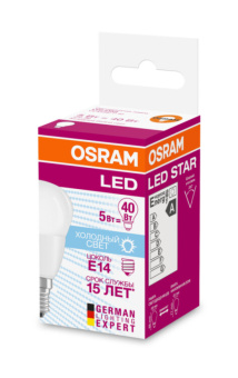 1Лампы (источники света) лампа светодиодная led 5вт е14 4000к ls clp 5w/840 220-240v fr e14 470lm 240° 15000h шарик | 4058075056923 | osram выгодная цена