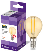 Лампы (источники света) лампа светодиодная led g45 шар золото 5вт 230в 2700к e14 серия 360° | llf-g45-5-230-30-e14-clg | iek выгодная цена