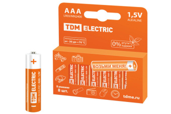 1Элементы питания и аккумуляторы элемент питания lr03 aaa alkaline 1,5v pak-8 | sq1702-0004 | tdm выгодная цена