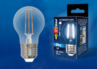 1Лампы (источники света) лампа светодиодная led-g45-11w/4000k/e27/cl pls02wh led. "шар", прозр.4000к серия sky | ul-00005179 | uniel выгодная цена