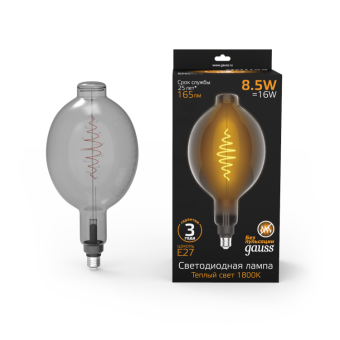1Лампы (источники света) лампа светодиодная led filament bt180 e27 8.5w gray 165lm 1800k 1/2 | 152802005 | gauss выгодная цена