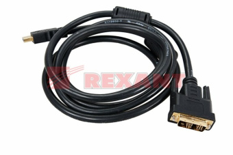 1Шнуры ТВ,Аудио шнур hdmi - dvi-d с фильтрами, длина 3 метра (gold) (pe пакет) | 17-6305 | rexant выгодная цена