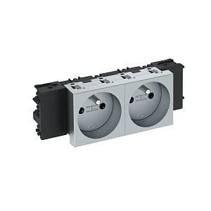1Розетки, выключатели, звонки электрические розетка двойная 0° modul45connect франц. стандарт, 250 в, 16a (серебристый) (std-f0c al2) | 6120562 | obo bettermann выгодная цена