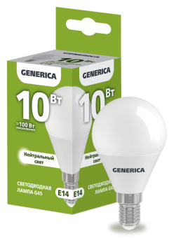 1Лампы (источники света) лампа светодиодная g45 шар 10вт 230в 4000к e14 generica | ll-g45-10-230-40-e14-g | iek выгодная цена