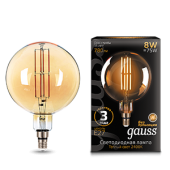 Лампы (источники света) лампа светодиодная led vintage filament g200 8w e27 200*300mm amber 780lm 2400k 1/6 | 153802008 | gauss выгодная цена