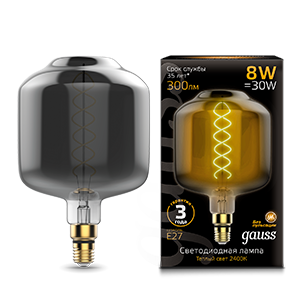 1Лампы (источники света) лампа светодиодная led vintage filament flexible dl180 8w e27 180*295mm gray 2400k 1/6 | 164802008 | gauss выгодная цена