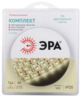 1Ленты светодиодные комплект светодиодной ленты 5050kit-14,4-60-12-ip20-2700-5m | б0043066 | эра выгодная цена