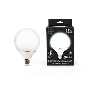 1Лампы (источники света) лампа светодиодная black led g125 e27 22w 1840lm 4100k | 105102222 | gauss выгодная цена