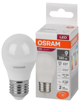1Лампы (источники света) лампа светодиодная led value cl- p 7w/840 230v e27 10x1 | 4058075579835 | osram выгодная цена