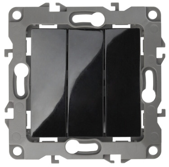 1Розетки, выключатели, звонки электрические выключатель тройной 12-1107-06 10ах-250в, чёрный (10/100/2500) |б0014674 | эра выгодная цена