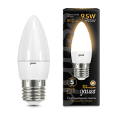 Лампы (источники света) лампа светодиодная black led свеча e27 9.5w 890lm 3000к | 103102110 | gauss выгодная цена