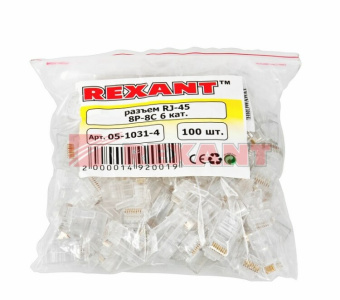 1Разъемы RJ джек rj-45 8p8c cat 6 | 05-1031-4 | rexant выгодная цена