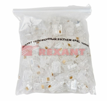 1Разъемы RJ джек телефонный 4p4c | 05-1001 | rexant выгодная цена