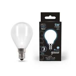 1Лампы (источники света) лампа светодиодная black led filament шар opal e14 5w 450lm 4100k | 105201205 | gauss выгодная цена
