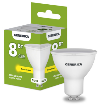 1Лампы (источники света) лампа светодиодная par16 софит 8вт 230в 3000к gu10 generica | ll-par16-08-230-30-gu10-g | iek выгодная цена