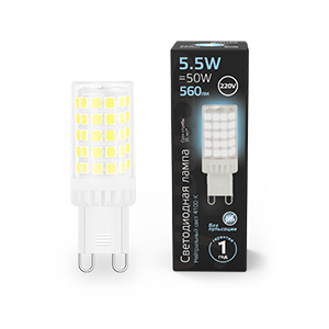 1Лампы (источники света) лампа светодиодная g9 ac185-265v 5,5w 560lm 4100k керамика led 1/10/200 | 107009206 | gauss выгодная цена