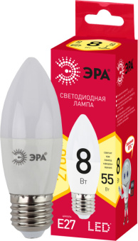1Лампы (источники света) лампа светодиодная red line led led b35-8w-827-e27 r е27 / e27 8 вт свеча теплый белый с | б0054241 | эра выгодная цена