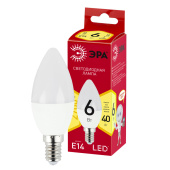 Лампы (источники света) лампа светодиодная red line led b35-6w-827-e14 r е14 / e14 6 вт свеча теплый белый свет | б0052383 | эра выгодная цена