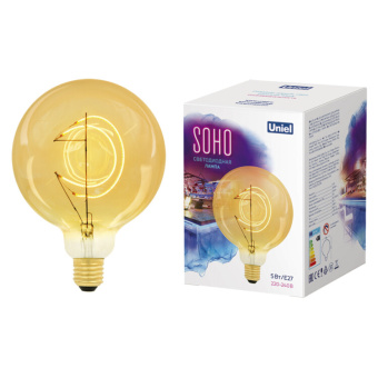 1Лампы (источники света) led-sf02-5w-soho-e27-cw golden gls77go лампа светодиодная soho. золотистая колба. филамент в форме месяца. картон. тм uniel | ul-00007625 | uniel выгодная цена
