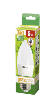 1Лампы (источники света) лампа светодиодная led 5вт е27 220в 3000к pled- eco-c37 свеча | 2855312a | jazzway выгодная цена