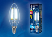 Лампы (источники света) лампа светодиодная led-c35-6w/nw/e14/cl pls02wh led. "свеча", прозр. серия sky. 4000к | ul-00001373 | uniel выгодная цена