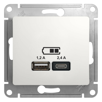 1Розетки, выключатели, звонки электрические glossa белый usb розетка a+с, 5в/2,4 а, 2х5в/1,2 а, механизм, | gsl000139 | se выгодная цена