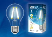 Лампы (источники света) лампа светодиодная led-a60-8w/nw/e27/cl gla01tr led. "груша" прозр серия air. 4000k | ul-00002212 | uniel выгодная цена