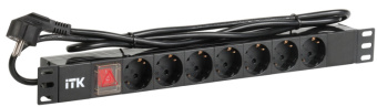1Шкафы и стойки телекоммуникационные 19 блок розеток 19 (7шт)pdu с led выкл.алюм.профиль 1u шнур 2м вилка din49440 (нем.станд.) | ph12-7d1 | itk выгодная цена