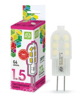 1Лампы (источники света) лампа светодиодная led-jc-standard 1.5вт 12в g4 6500к 135лм | 4690612026367 | asd выгодная цена