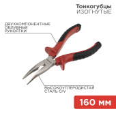 Инструмент ручной тонкогубцы изогнутые 160 мм никелированные, двухкомпонентные рукоятки | 12-4620 | rexant выгодная цена