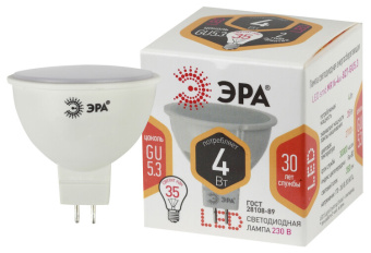 1Лампы (источники света) лампа светодиодная led 4вт gu5.3 220в 2700к smd mr16 отражатель (рефлектор) | б0017897 | эра выгодная цена